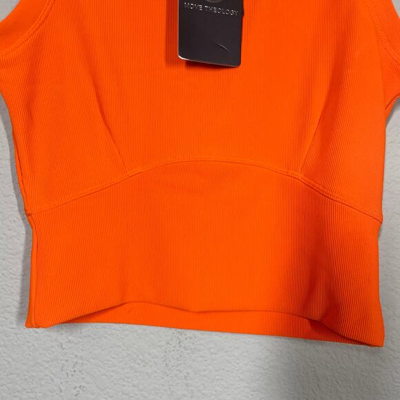 Move Theology Small Ribbed Contour Tank Shorts Workout Set Orange 2 Piece - Picture 5 of 14